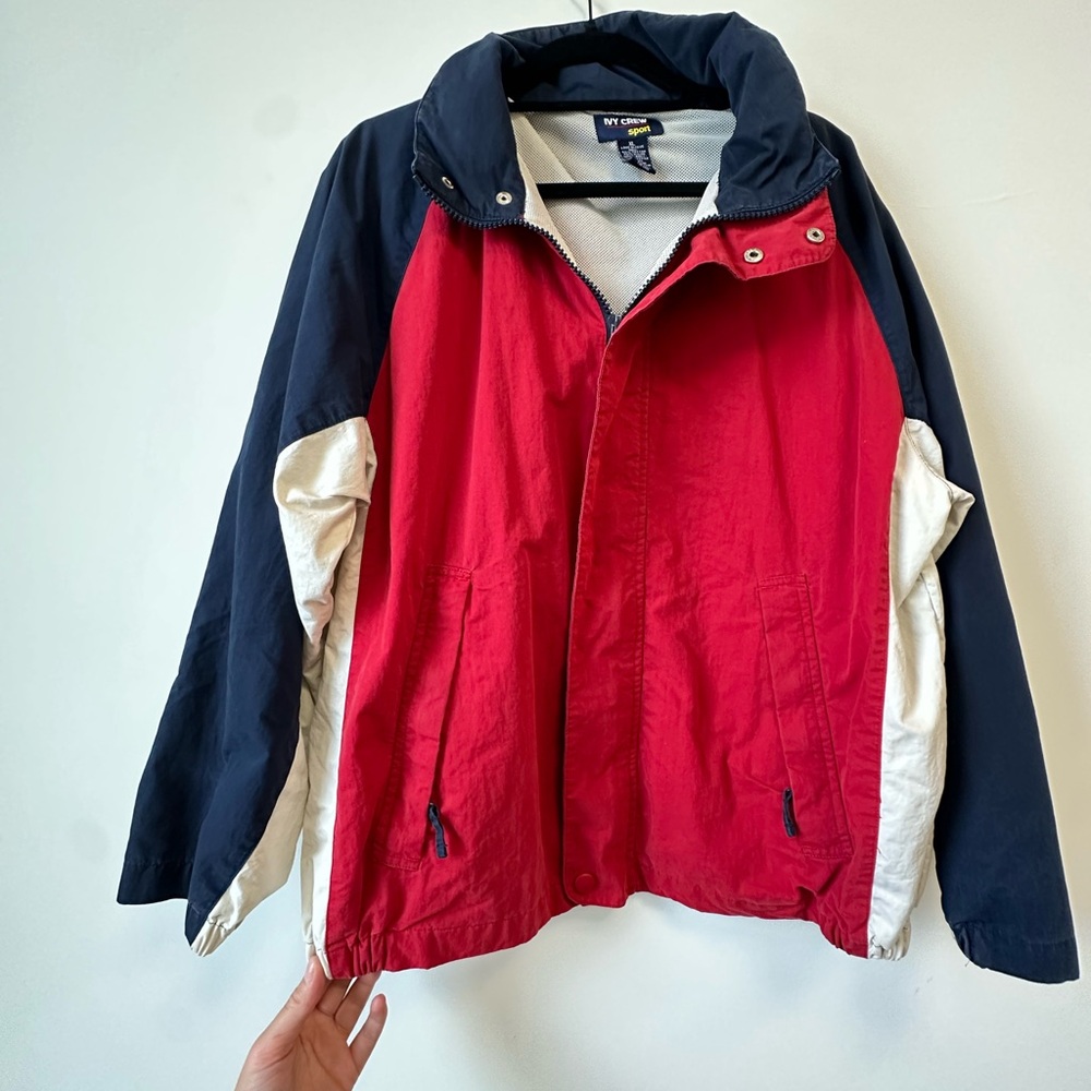 Vintage Red and Navy Windbreaker Jacket